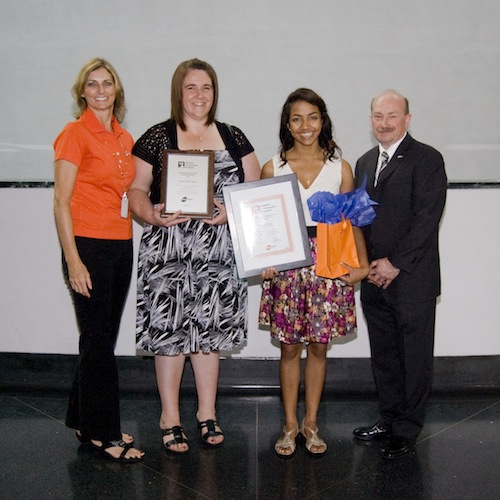 Photo of Student Ambassador Winner 2010-11 and Vice Principal with Patricia Runzer and Geoff Marinoff