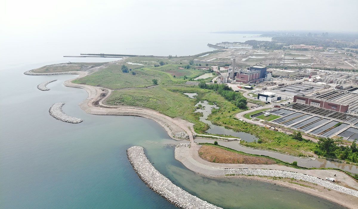An aerial photo of the Lakeview shoreline.