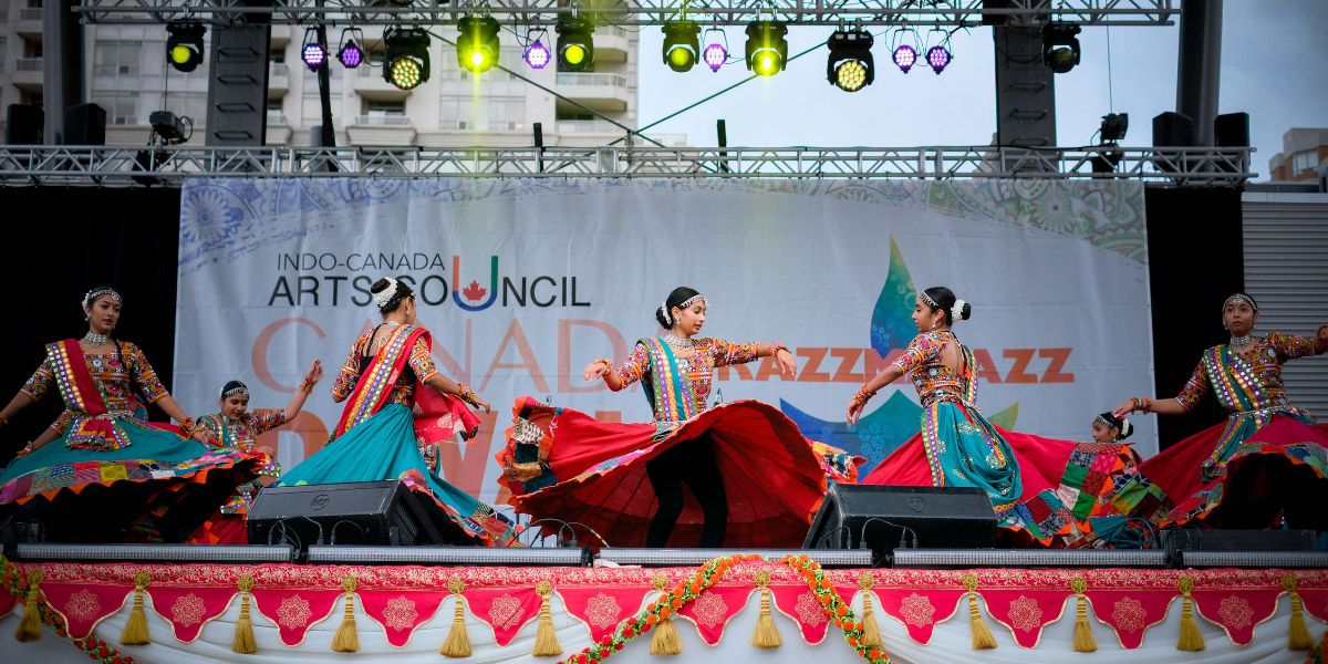 Dancers on stage at Diwali RazzMatazz