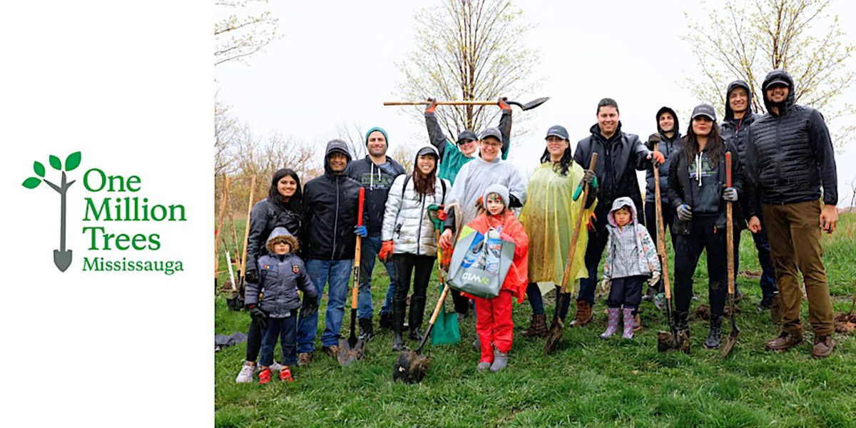 A group of people at tree planting event