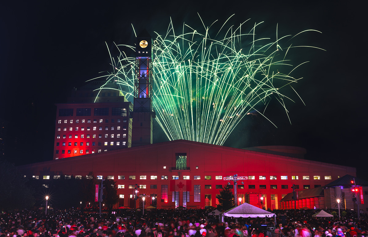Fireworks at Mississauga City Hall