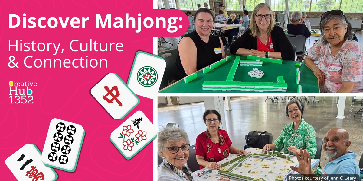A collage of people playing Mahjong