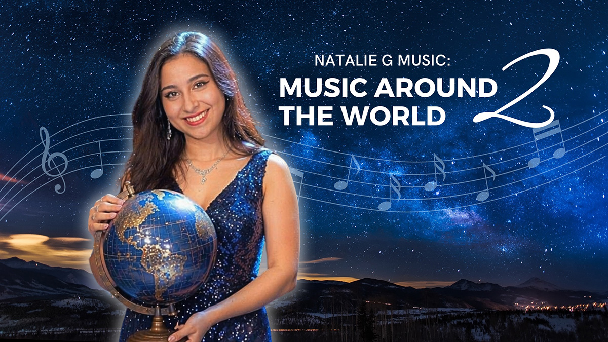Natalie G holding a globe