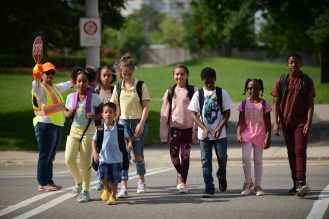 Image of children crossing road