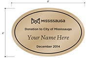 Sample donation to the City of Mississauga plaque design with 'your name here'