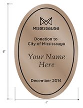 Sample donation to the City of Mississauga plaque design with 'your name here'