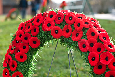 Wreath of Remembrance day poppies