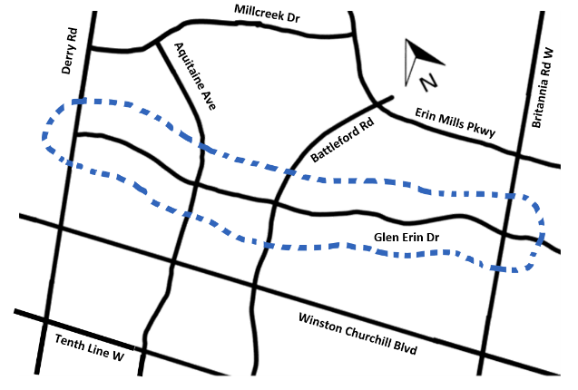 Study Map study for Glen Erin Drive from Derry Road to Britannia Road West