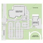 Existing site plan for Carmen Corbasson Community Centre that shows the current building in proximity to Cawthra Road, Cawthra Park and Mississauga Seniors’ Centre.