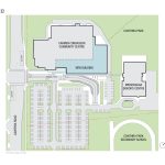 Propose plan for Carmen Corbasson Community Centre that shows the current building and the new addition in proximity to Cawthra Road, Cawthra Park and Mississauga Seniors’ Centre.