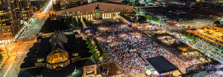 A large crowd at a City event in Celebration Square.