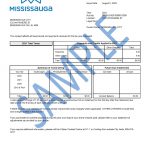 White background with black text detailing payment information on a tax receipt. City of Mississauga logo appears in the top left-hand corner.