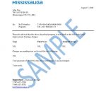White background with black text detailing payment information on a local improvement certificate. City of Mississauga logo appears in the top left-hand corner.