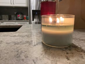 candle on counter top