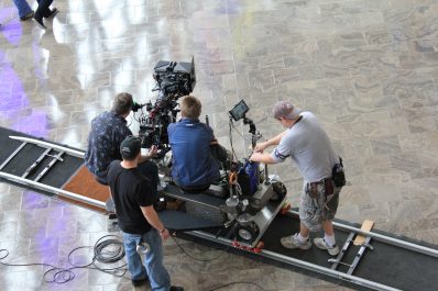 Image of a camera crew at the Living Arts Centre