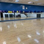 Exercise balls in a mirrored fitness studio
