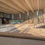 Interior view of construction progress for the new aquatics centre - May 2023