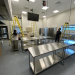 Interior view of the new commercial teaching kitchen