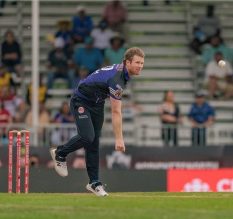 Bowler for the Mississauga Panthers throws a cricket ball