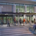 Rendering of new exterior ticket windows to access box office