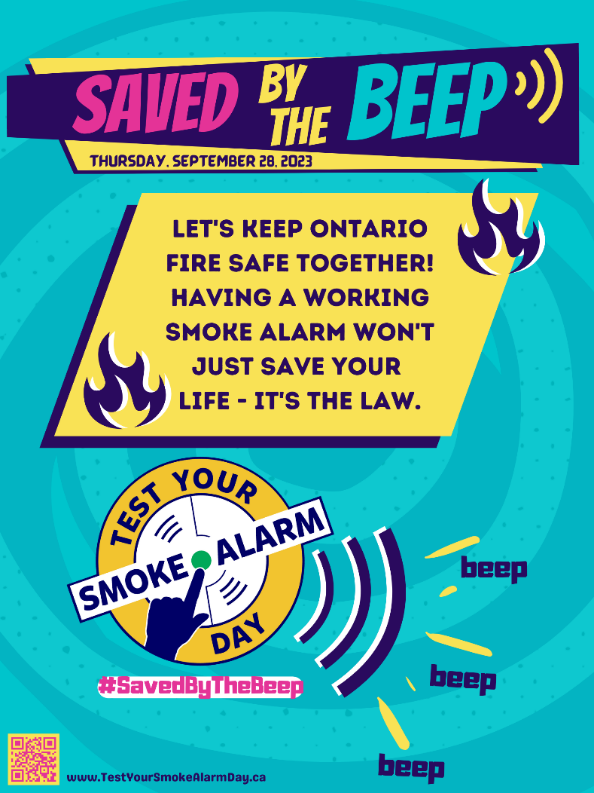 A poster that outlines the importance of working smoke alarms in Ontario.