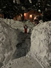 Picture of a fire hydrant where snow has been shoveled away from it, making it more visible. 