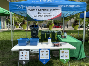 Waste sorting station at event in Mississauga