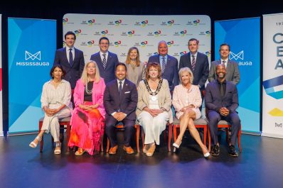 Mayor Carolyn Parrish and Members of Council following the Oath of Office Ceremony at the Living Arts Centre.