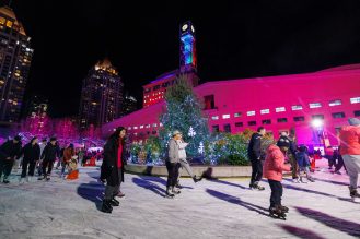 Group of people skating at Mississauga Celebration Square