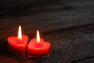 Two heart-shaped candles