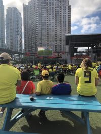 People watching the World Cup at Celebration Square