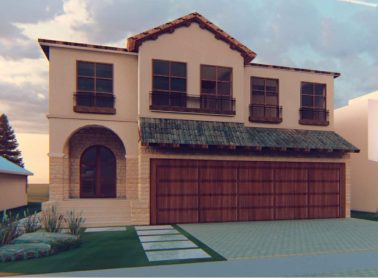 Artist rendering of a fourplex