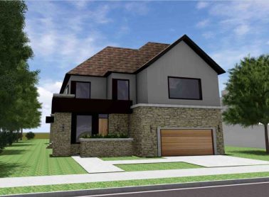 Artist rendering of a fourplex