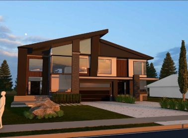 Artist rendering of a fourplex