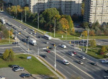 Bird's eye view of an intersection in Mississauga