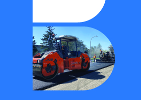 Road works vehicle on City street.