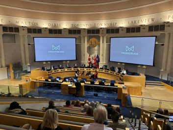 Council Chamber and public deputation at January 13 evening Budget Committee meeting.