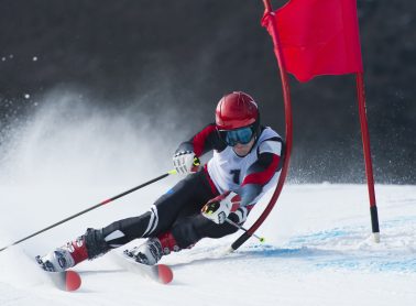 A person skiing
