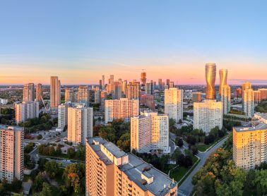 Arial view of Mississauga skyline