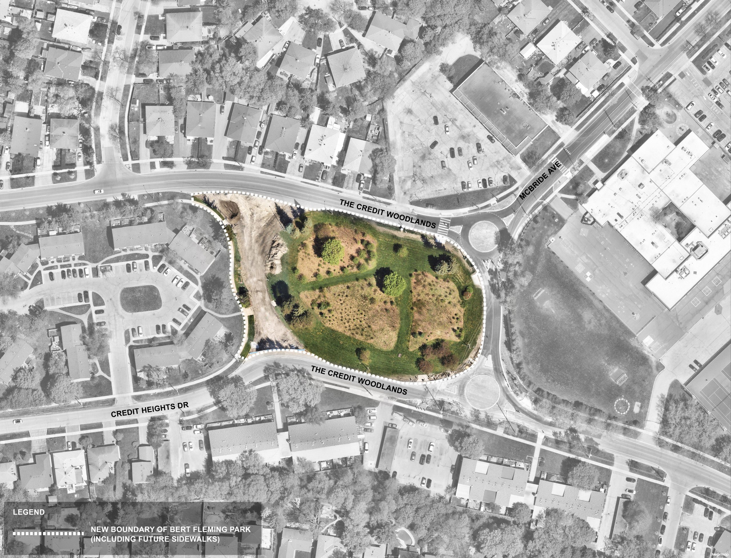 A map of the Bert Fleming Park neighbourhood