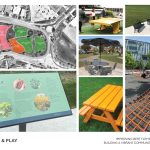 A mosaic of play and picnic area images for the Bert Fleming Park improvements.
