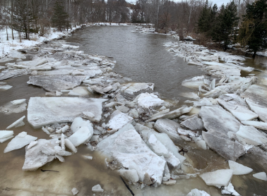 Ice jam at Credit River in Mississauga.
