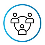 Three people connected in a circle