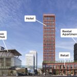 Vision for music venue, hotel, rental apartments, retail, convention centre and office buildings in downtown Mississauga
