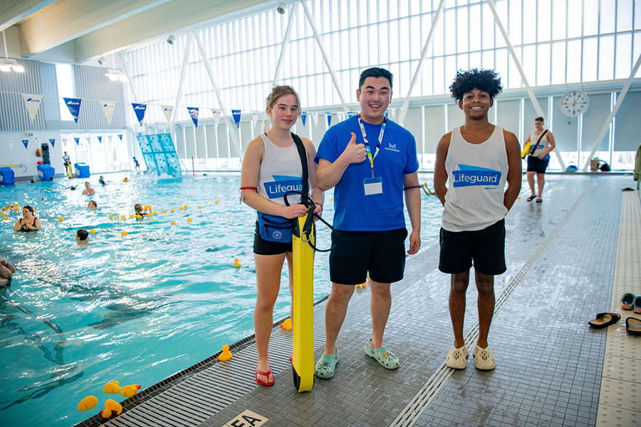 Lifeguards at a community centre pool