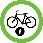 green circle around an electric bicycle (e-bike)