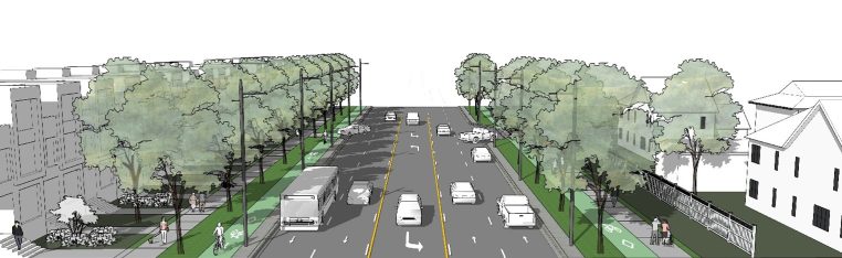 Rendering of the completed infrastructure improvements along Ninth Line road in Mississauga.