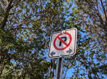 Close up image of a No Parking sign