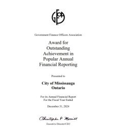 Popular Annual Financial Reporting award from GFOA.