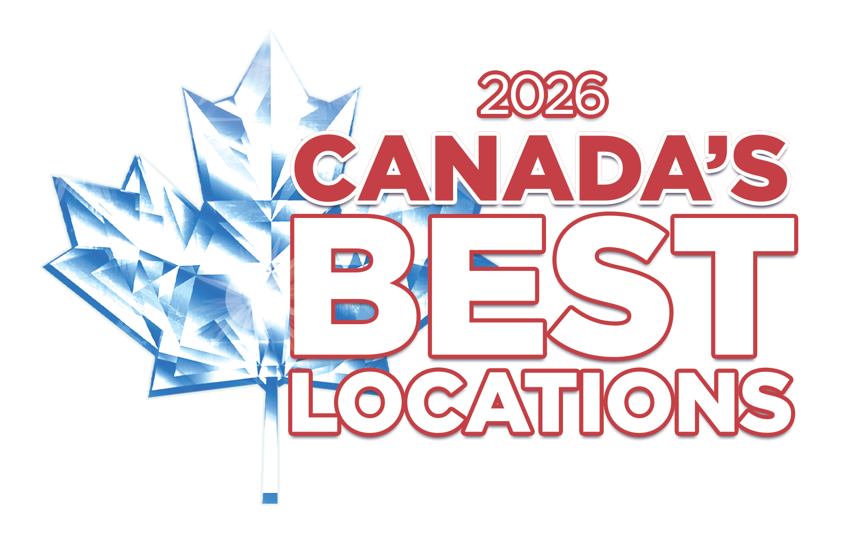 2026 Canada's Best Locations with maple leaf in background.